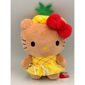 2025 NEW-HAWAII DOLE PLANTATION EDITION TAN Hello Kitty 6" PLUSH : PINEAPPLE HAT